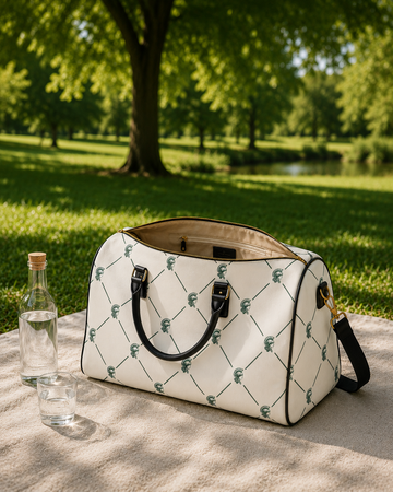 Gladiators Athletic Crest Weekender luxury monogram weekender bag bone open view